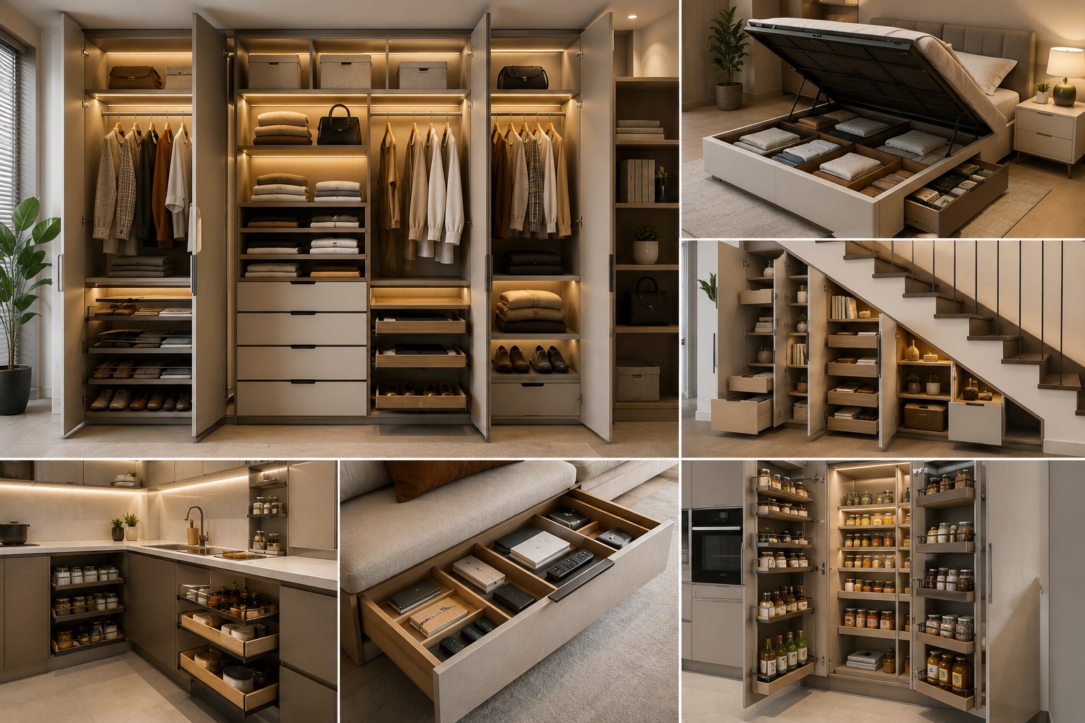 Smart storage solutions with built-in wardrobes and space-saving furniture