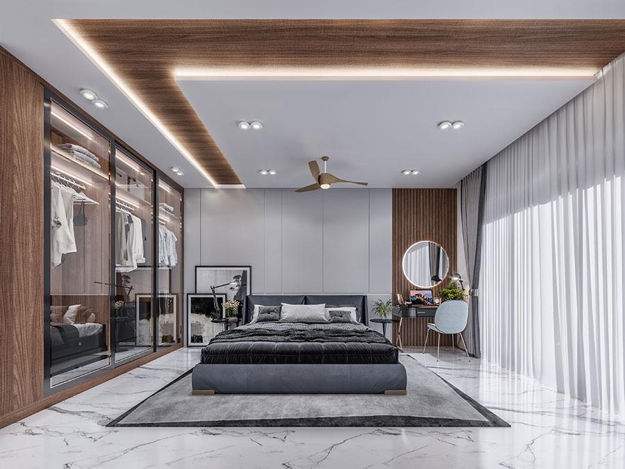 Modern Bedroom Interior Design with Wardrobe by Sree Sendhur Decors