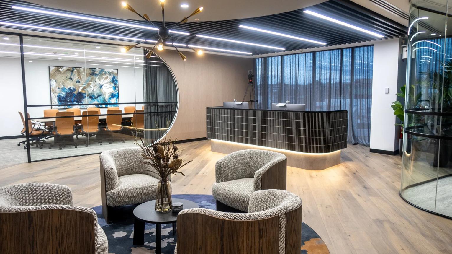 Modern Commercial Interior Design for Offices and Showrooms by Sree Sendhur Decors