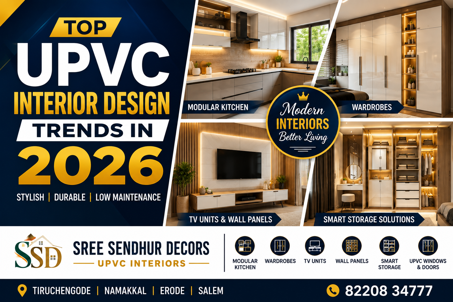 Top UPVC Interior Design Trends in 2026 Top UPVC interior design trends in 2026 by Sree Sendhur Decors