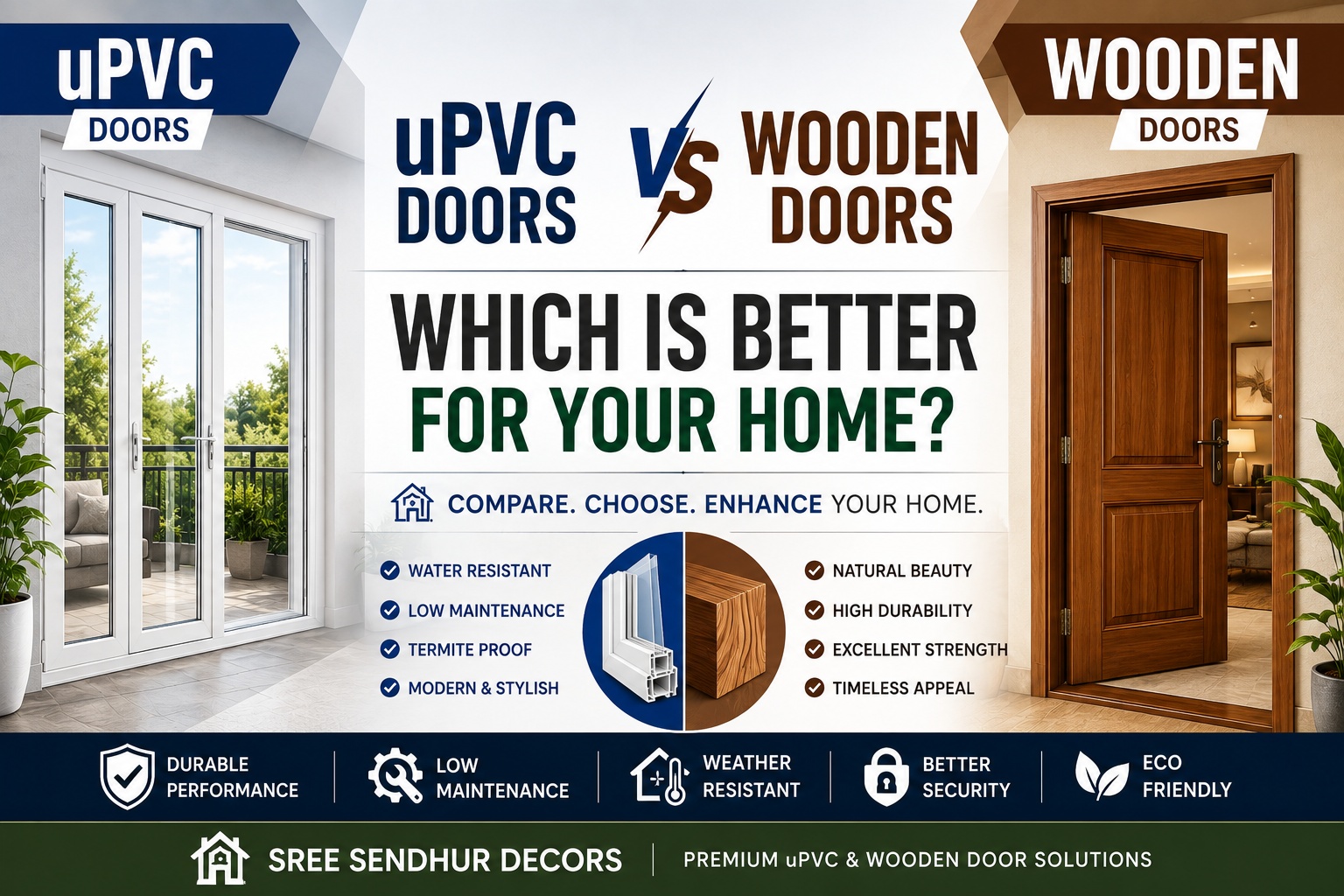 uPVC doors vs wooden doors comparison for modern homes